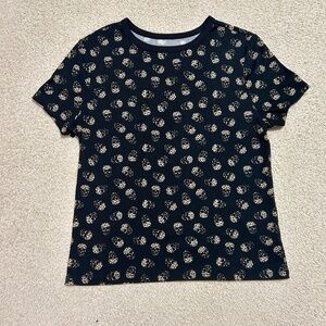 Black Ribbed Tee w/ Black Cheetah Skulls, XL, No Boundaries